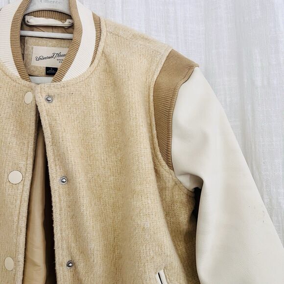 Women's Tan and Cream Varsity Jacket - Picture 6 of 10